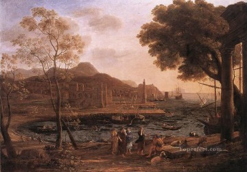 Harbour Scene with Grieving Heliades landscape Claude Lorrain Beach Oil Paintings